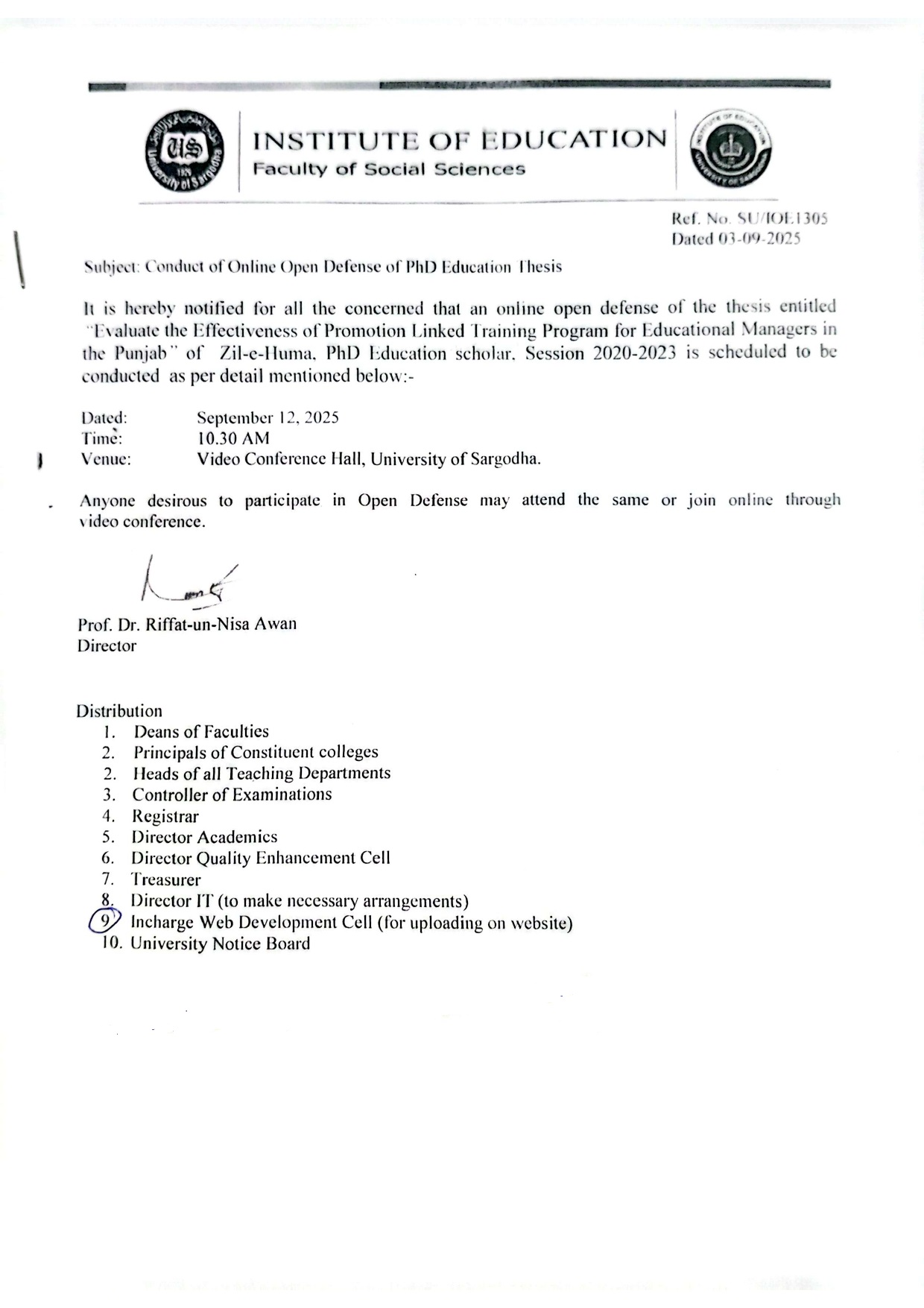 Conduct of Viva Voce Examination / Open Defense of PhD Thesis